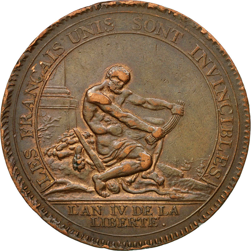 Coin, France, Monneron à l'Hercule, 5 Sols, 1792, Birmingham, EF(40-45)