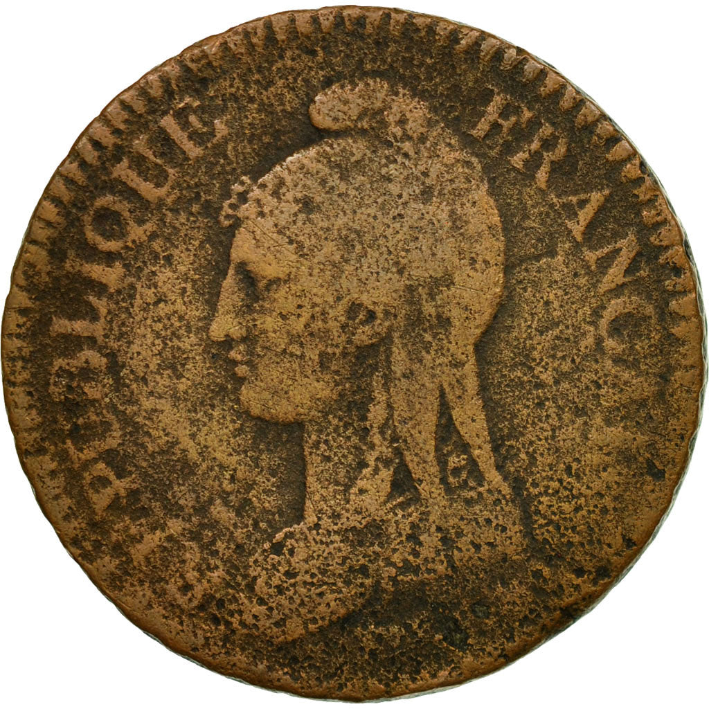 Coin, France, Dupré, 2 Décimes, AN 4, Paris, VF(20-25), Bronze, KM:638.1