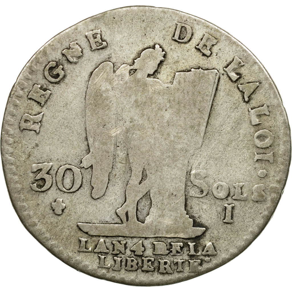 Coin, France, Louis XVI, 30 sols françois, 30 Sols, 1792, Limoges, F(12-15)
