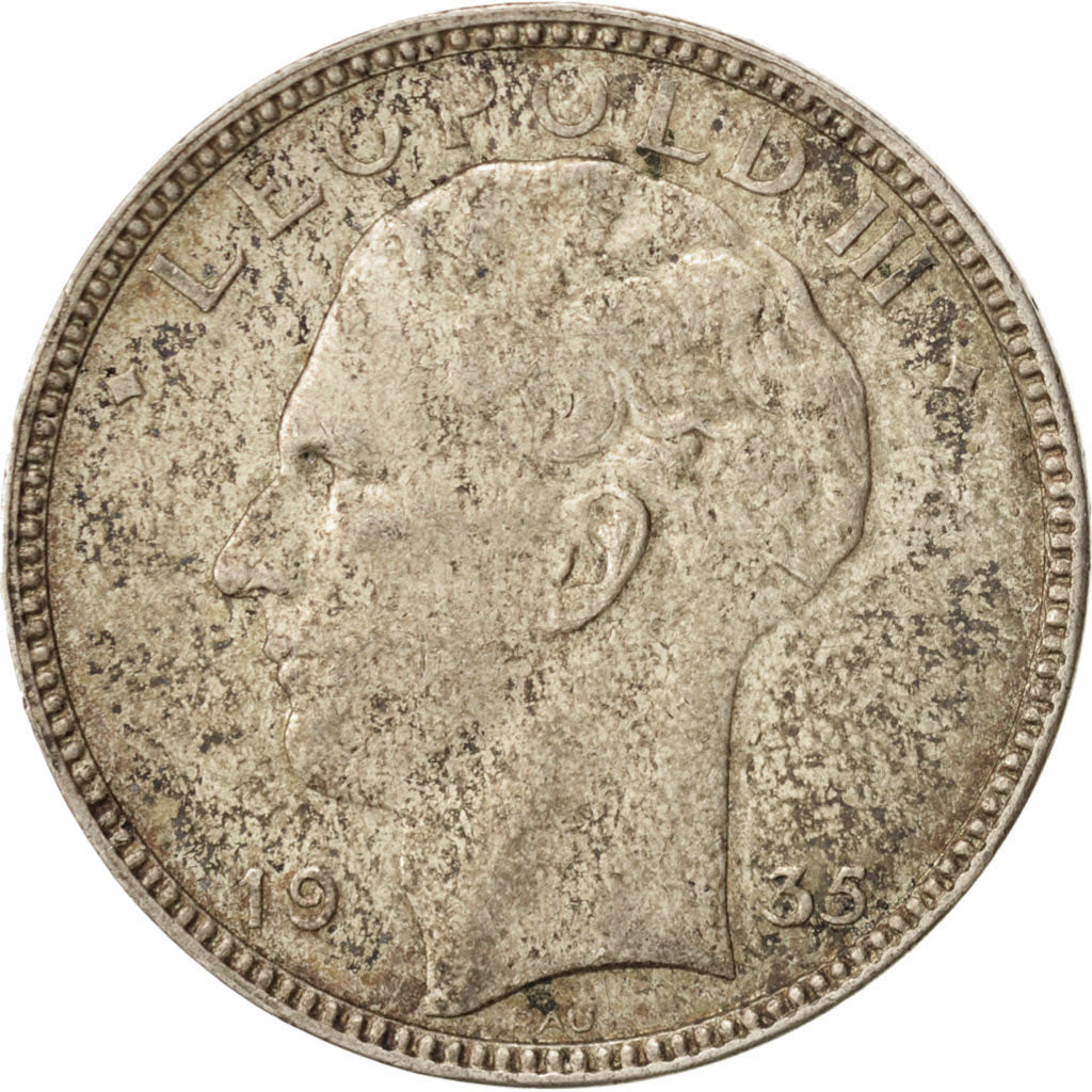 Coin, Belgium, 20 Francs, 20 Frank, 1935, AU(50-53), Silver, KM:105