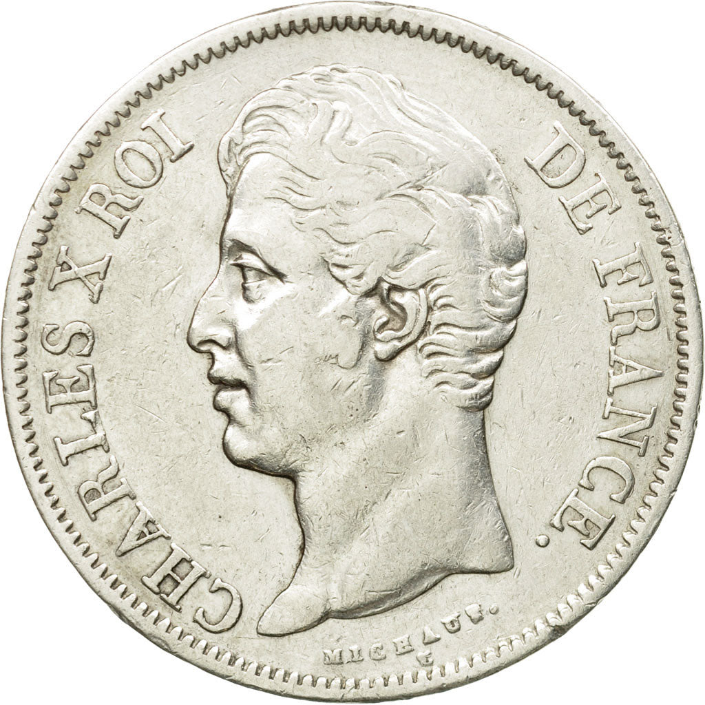 Coin, France, Charles X, 5 Francs, 1828, Bordeaux, EF(40-45), Silver, KM:728.7
