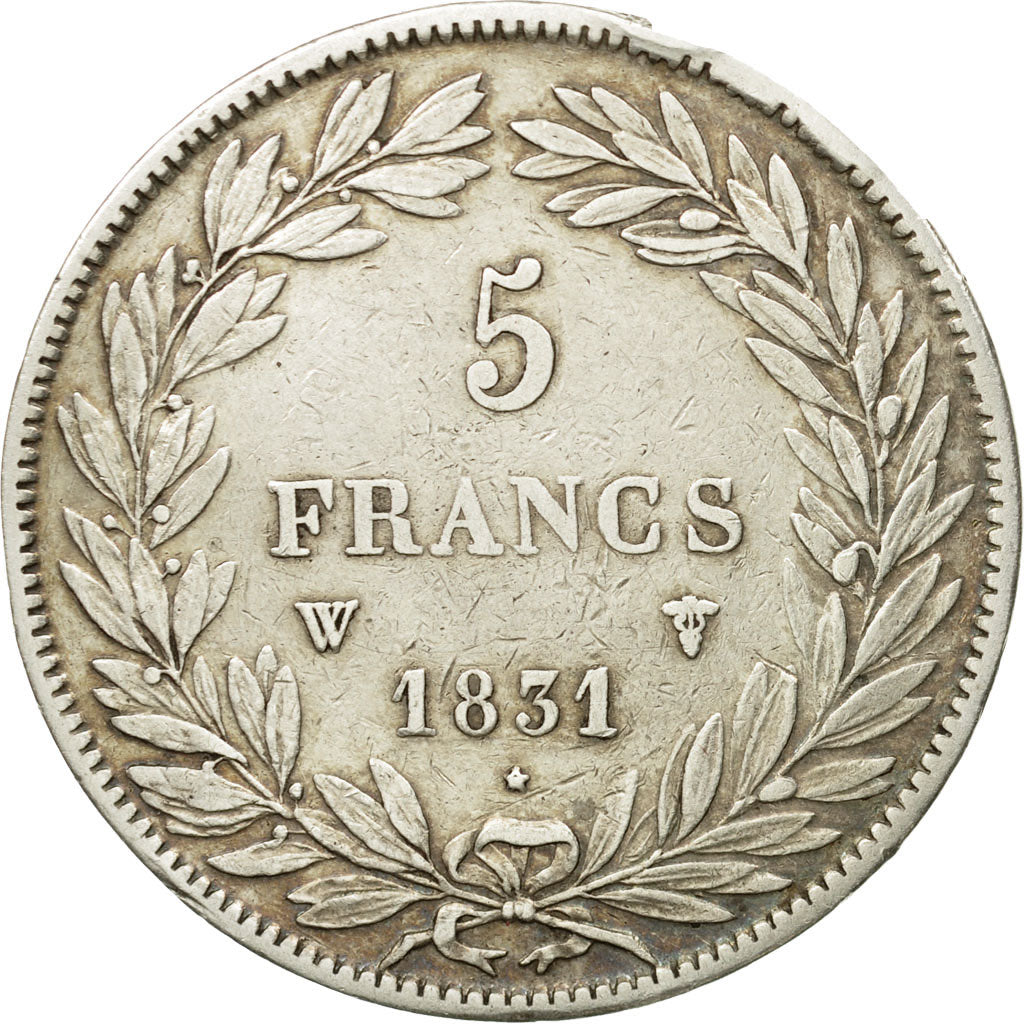 Coin, France, Louis-Philippe, 5 Francs, 1831, Lille, VF(30-35), Silver