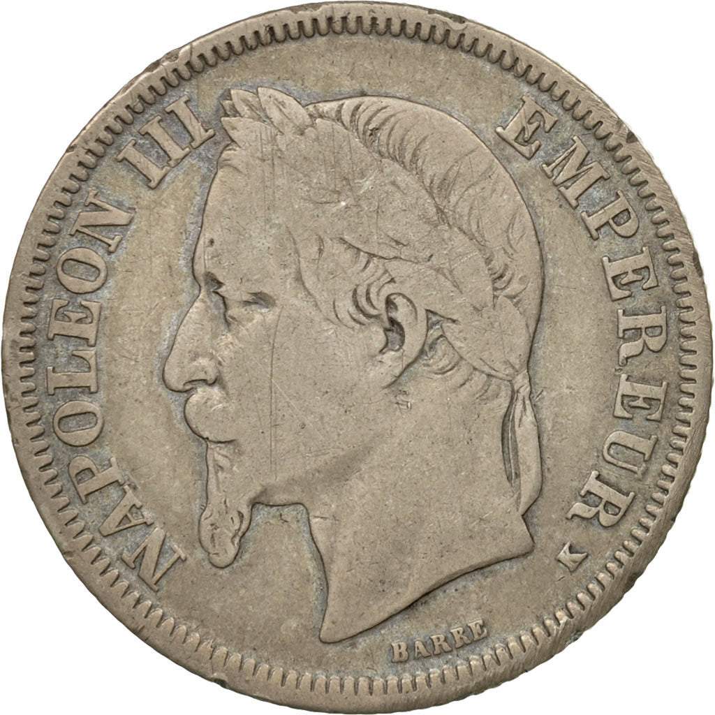 Coin, France, Napoleon III, 2 Francs, 1867, Bordeaux, VF(20-25), Silver