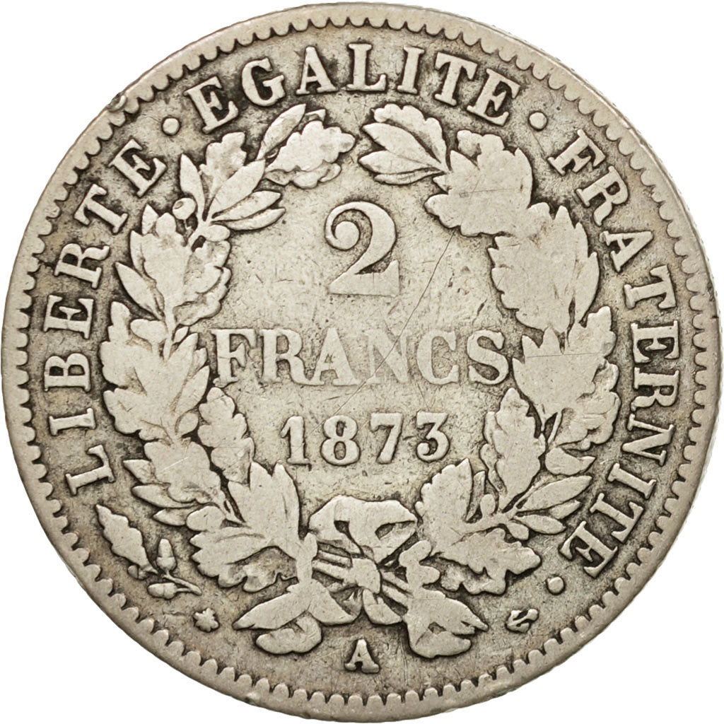 Monnaie, France, Cérès, 2 Francs, 1873, Paris, TB+, Argent, Gadoury:530a