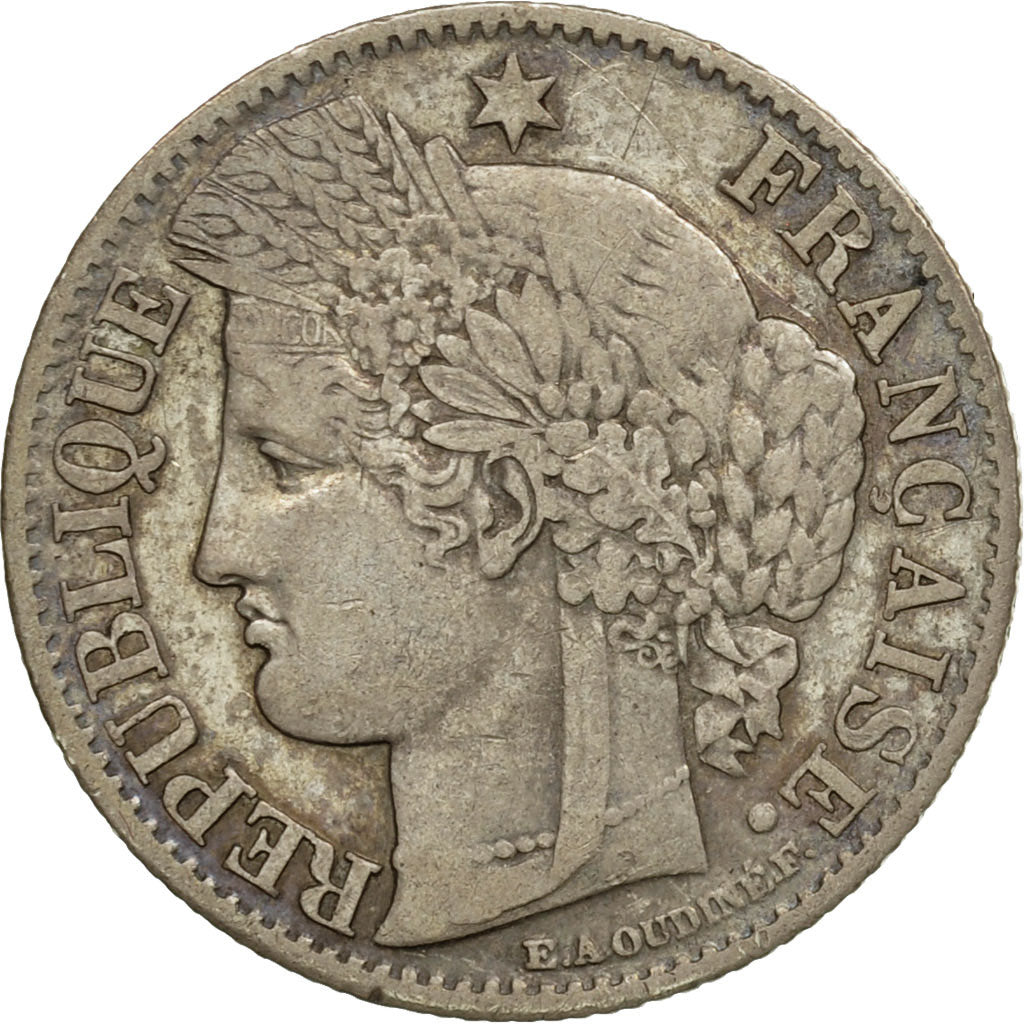 Moneta, Francja, Cérès, 50 Centimes, 1871, Paris, AU(50-53), Srebro, KM:834.1