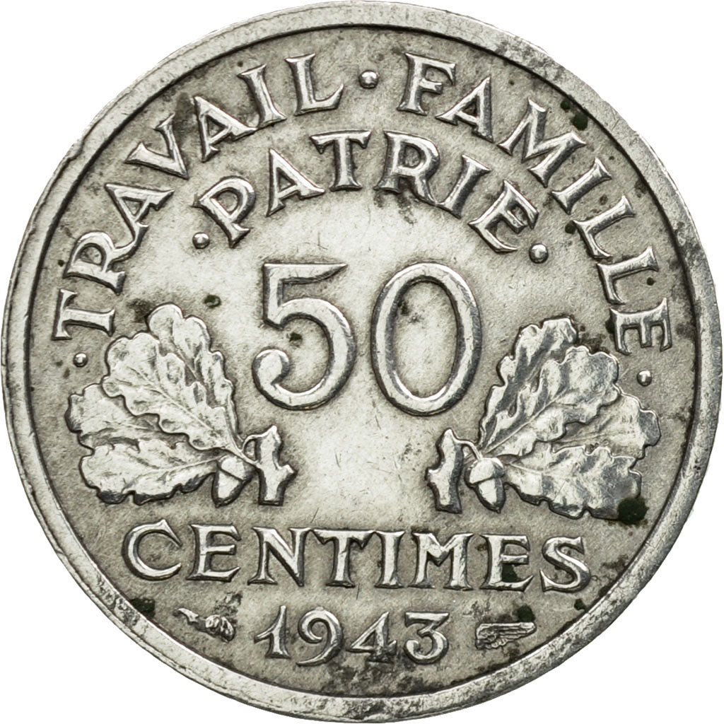 Coin, France, Bazor, 50 Centimes, 1943, Beaumont - Le Roger, AU(55-58)