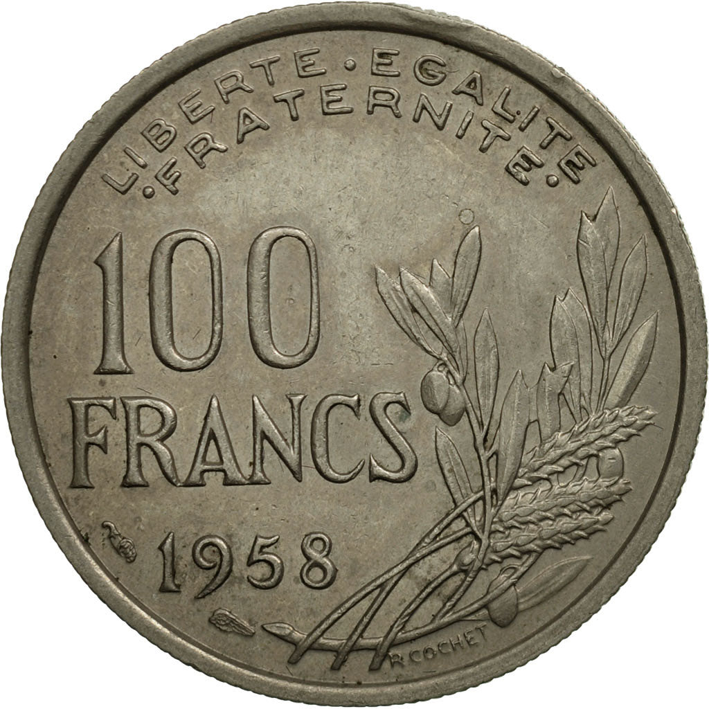 Coin, France, Cochet, 100 Francs, 1958, MS(60-62), Copper-nickel, KM:919.1