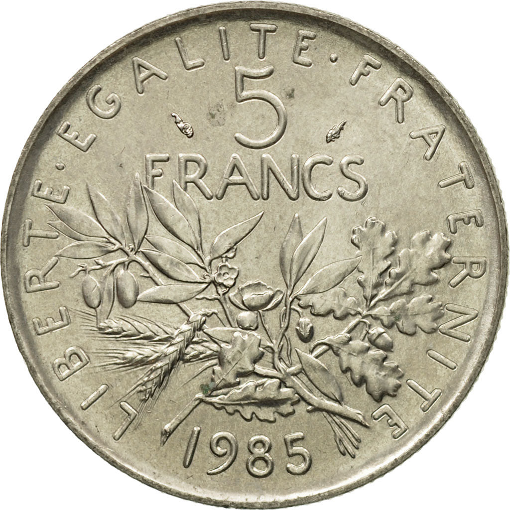 Moneta, Francia, Semeuse, 5 Francs, 1985, Paris, FDC, Nichel placcato