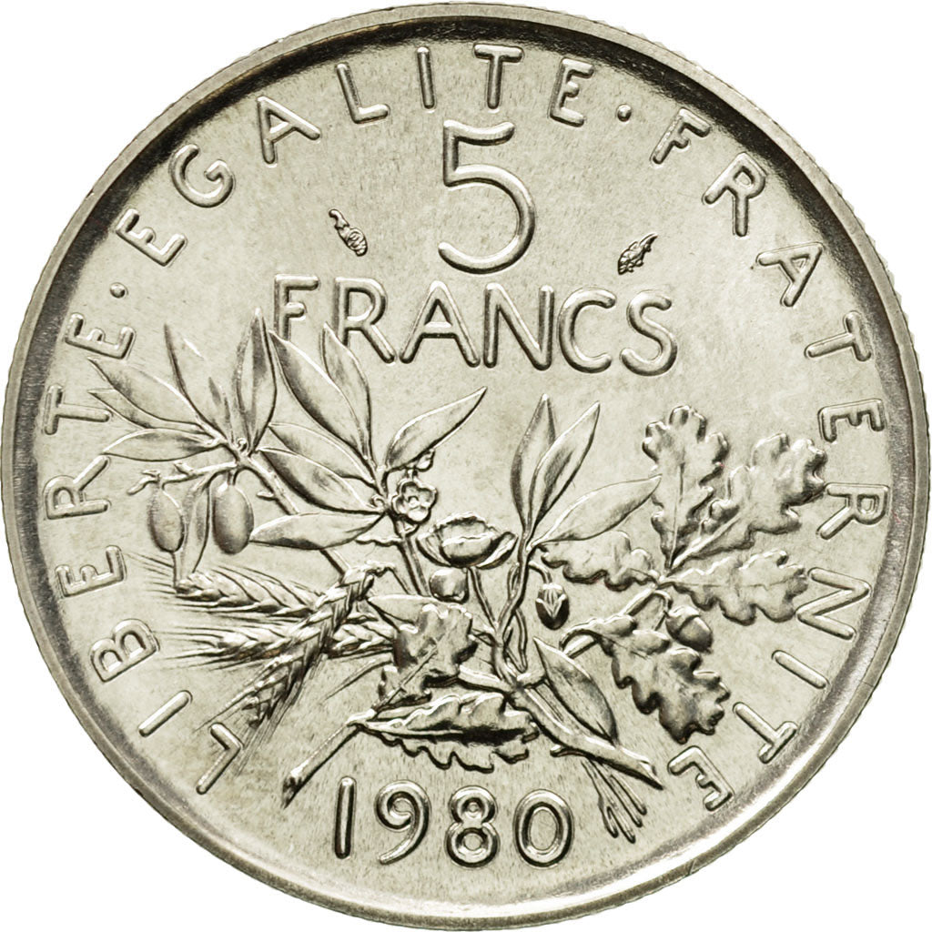Coin, France, Semeuse, 5 Francs, 1980, Paris, MS(65-70), Nickel Clad