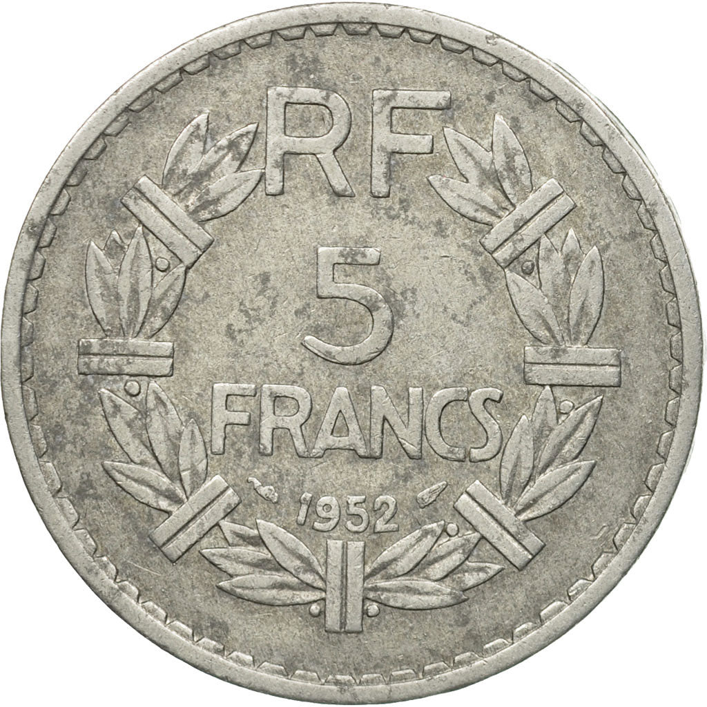 Moneta, Francia, Lavrillier, 5 Francs, 1952, Paris, MB+, Alluminio, KM:888b.1