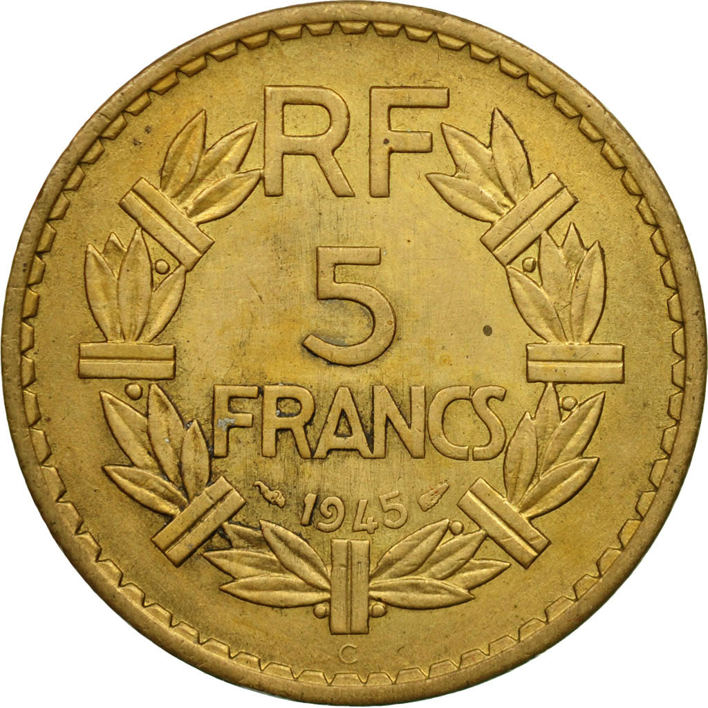 Coin, France, Lavrillier, 5 Francs, 1945, Castelsarrasin, MS(63)