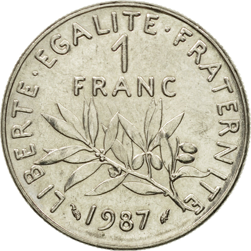 Coin, France, Semeuse, Franc, 1987, Paris, MS(64), Nickel, KM:925.1, Gadoury:474