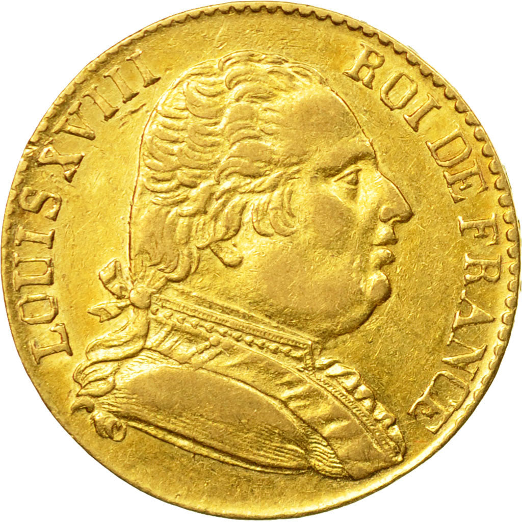Coin, France, Louis XVIII, 20 Francs, 1815, London, AU(55-58), Gold, KM:1