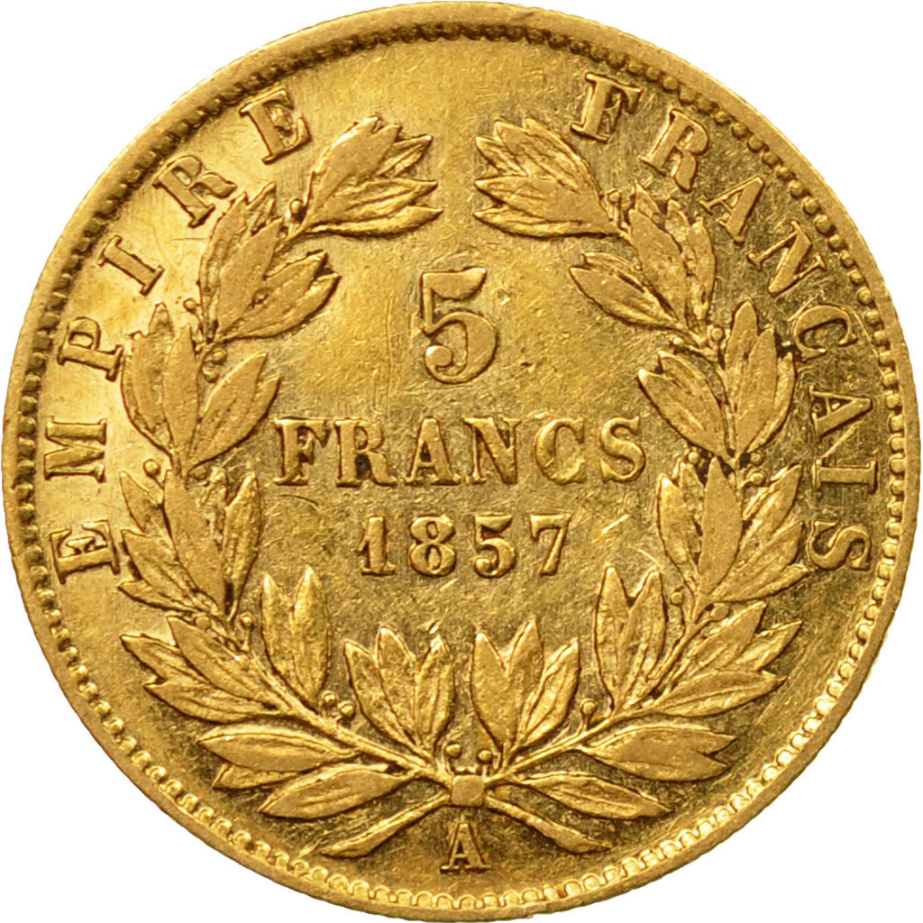 Coin, France, Napoleon III, 5 Francs, 1857, Paris, VF(30-35), Gold