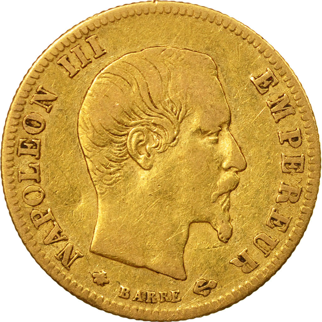 Moneda, Francia, Napoleon III, Napoléon III, 5 Francs, 1859, Strasbourg, BC+