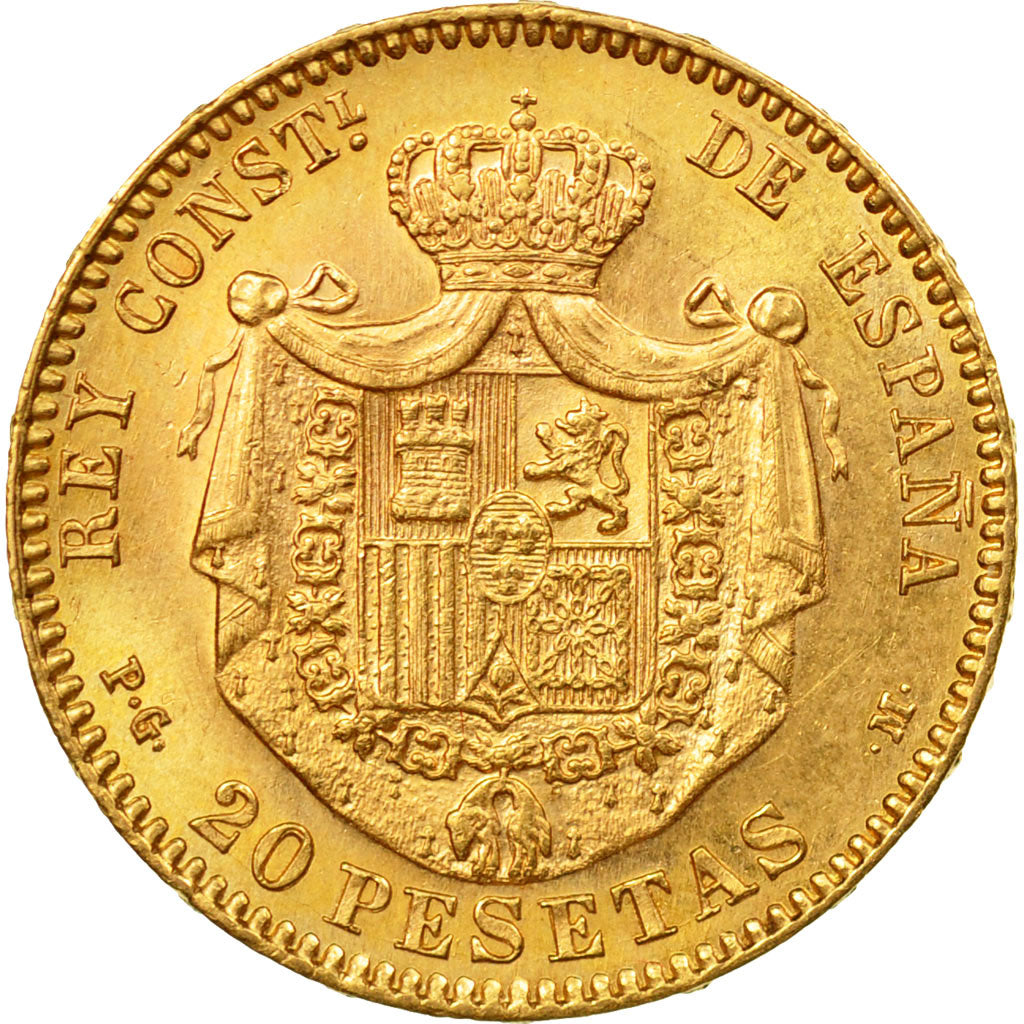 Moneda, España, Alfonso XIII, 20 Pesetas, 1892, Madrid, EBC+, Oro, KM:701