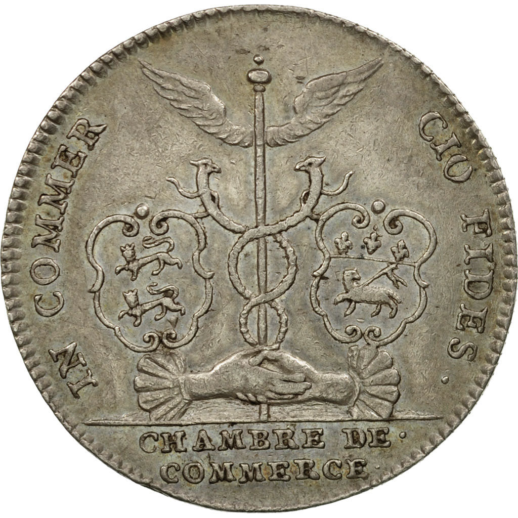 France, Token, Louis XIV, Chambre de Commerce de Rouen, 1707, AU(55-58), Silver