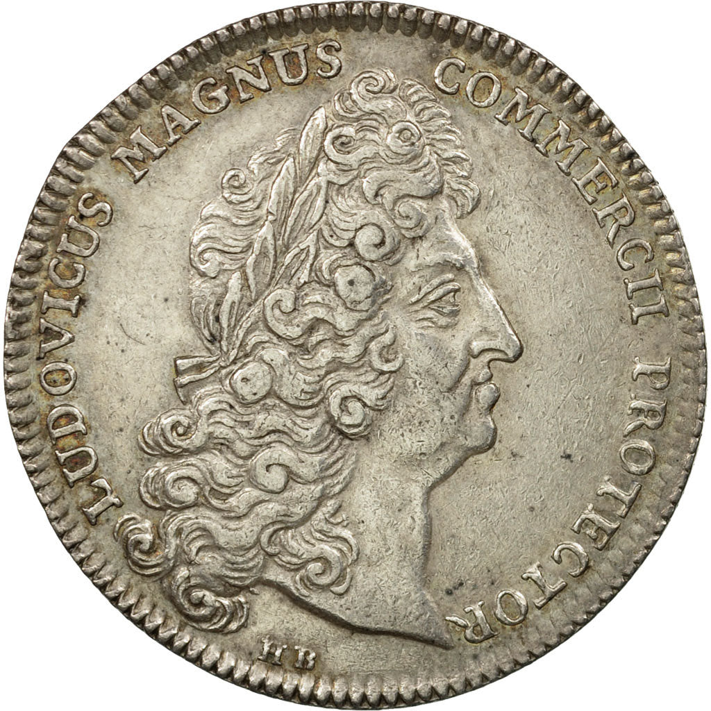 France, Token, Louis XIV, Chambre de Commerce de Rouen, 1712, MS(60-62), Silver