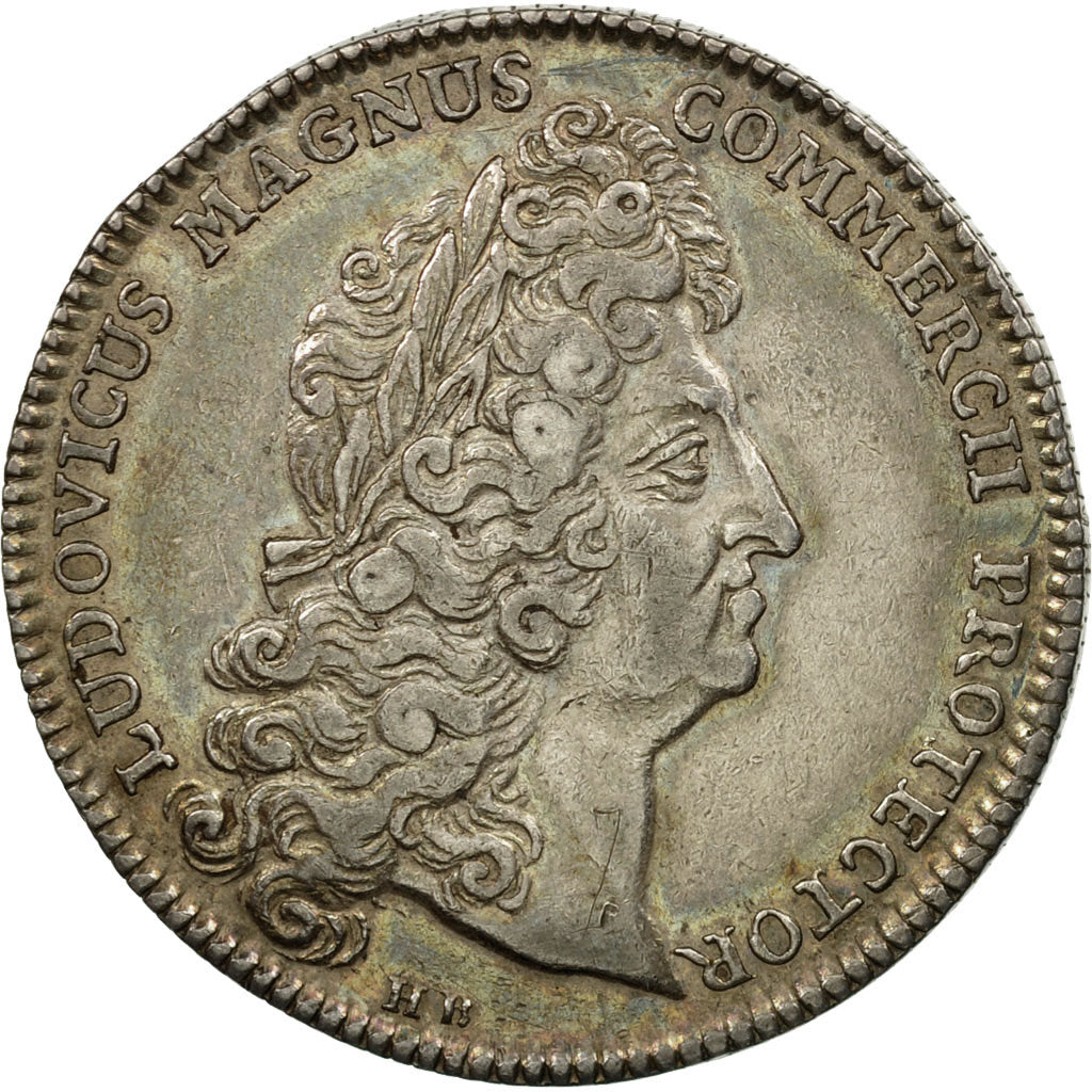 France, Token, Louis XIV, Chambre de Commerce de Rouen, 1712, AU(55-58), Silver