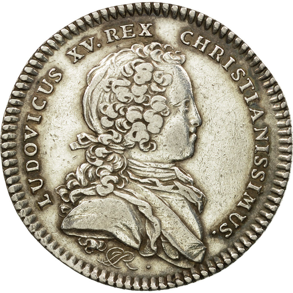 France, Jeton, Louis XV, Réunion des Marchands de Rouen, 1719, TTB+, Argent