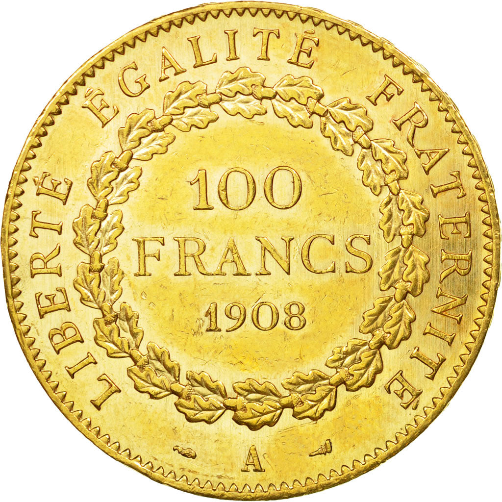 Coin, France, Génie, 100 Francs, 1908, Paris, EF(40-45), Gold, KM:858