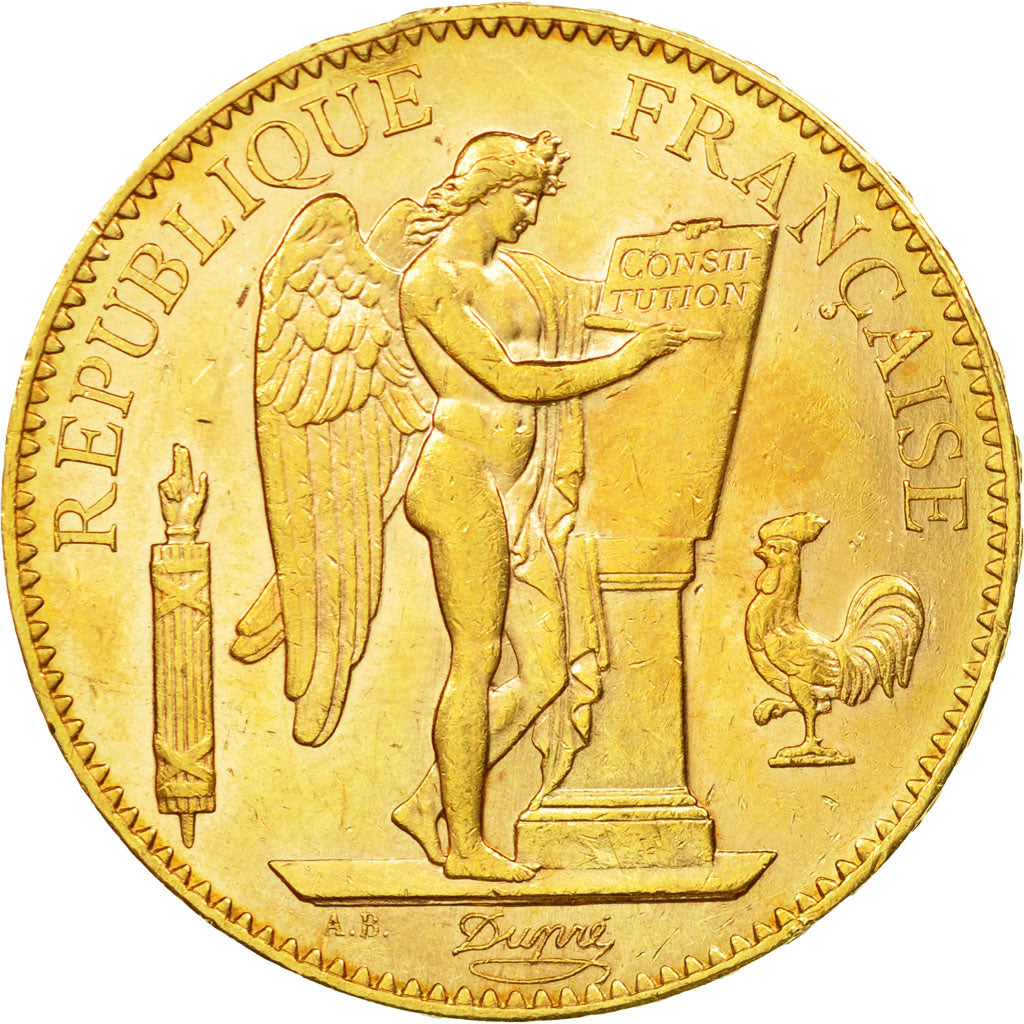 Munten, Frankrijk, Génie, 100 Francs, 1909, Paris, ZF+, Goud, KM:858