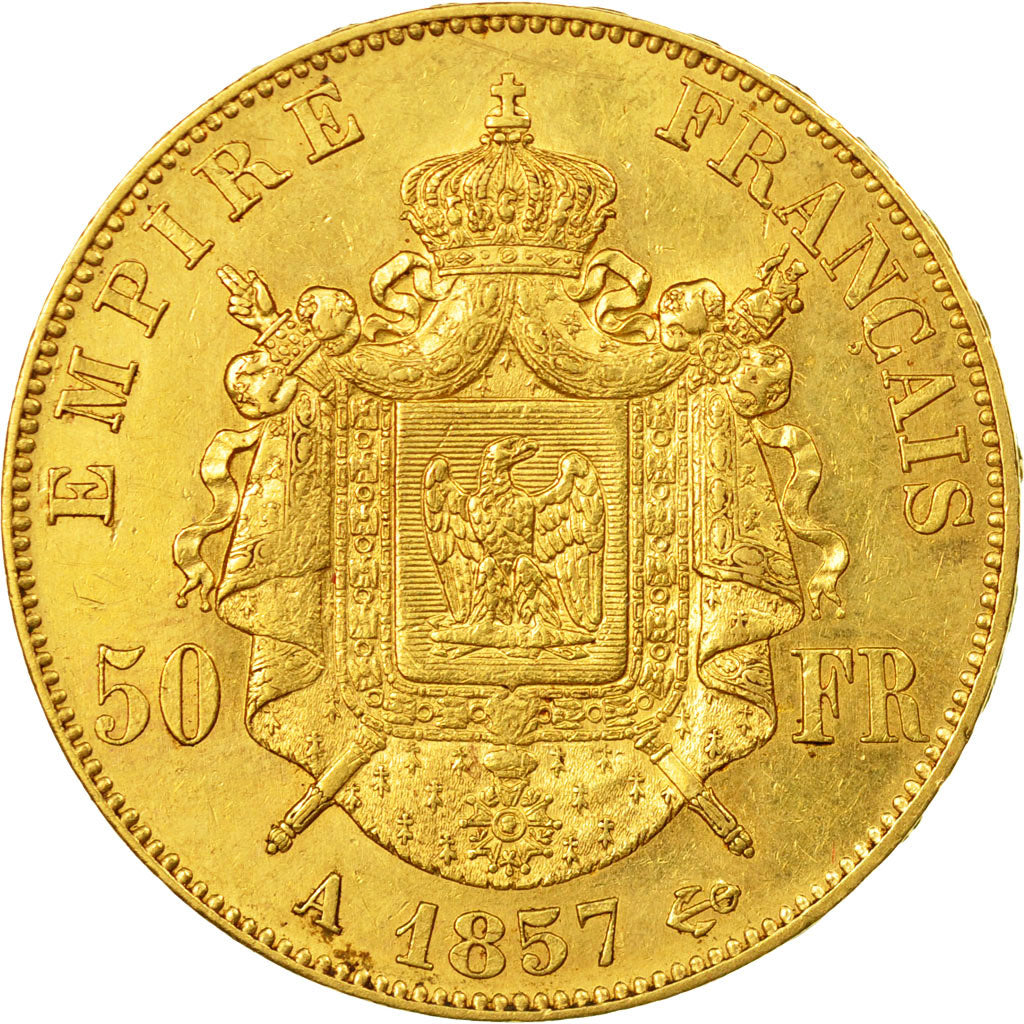 Moneta, Francia, Napoleon III, Napoléon III, 50 Francs, 1857, Paris, SPL-, Oro