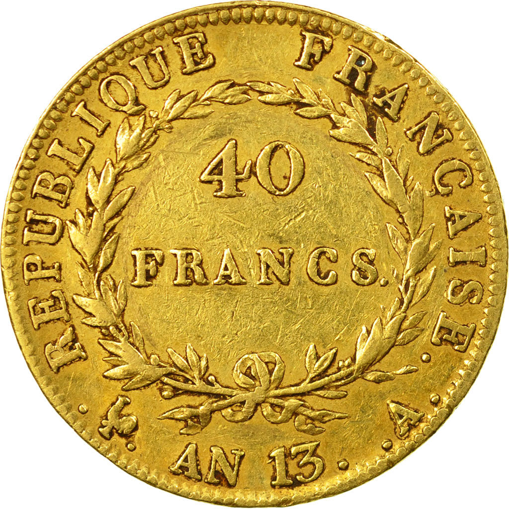 Coin, France, Napoléon I, 40 Francs, 1805, Paris, EF(40-45), Gold, KM:664.1