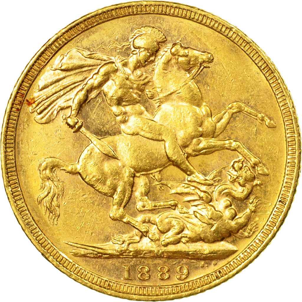 Coin, Australia, Victoria, Sovereign, 1889, Melbourne, AU(50-53), Gold, KM:10