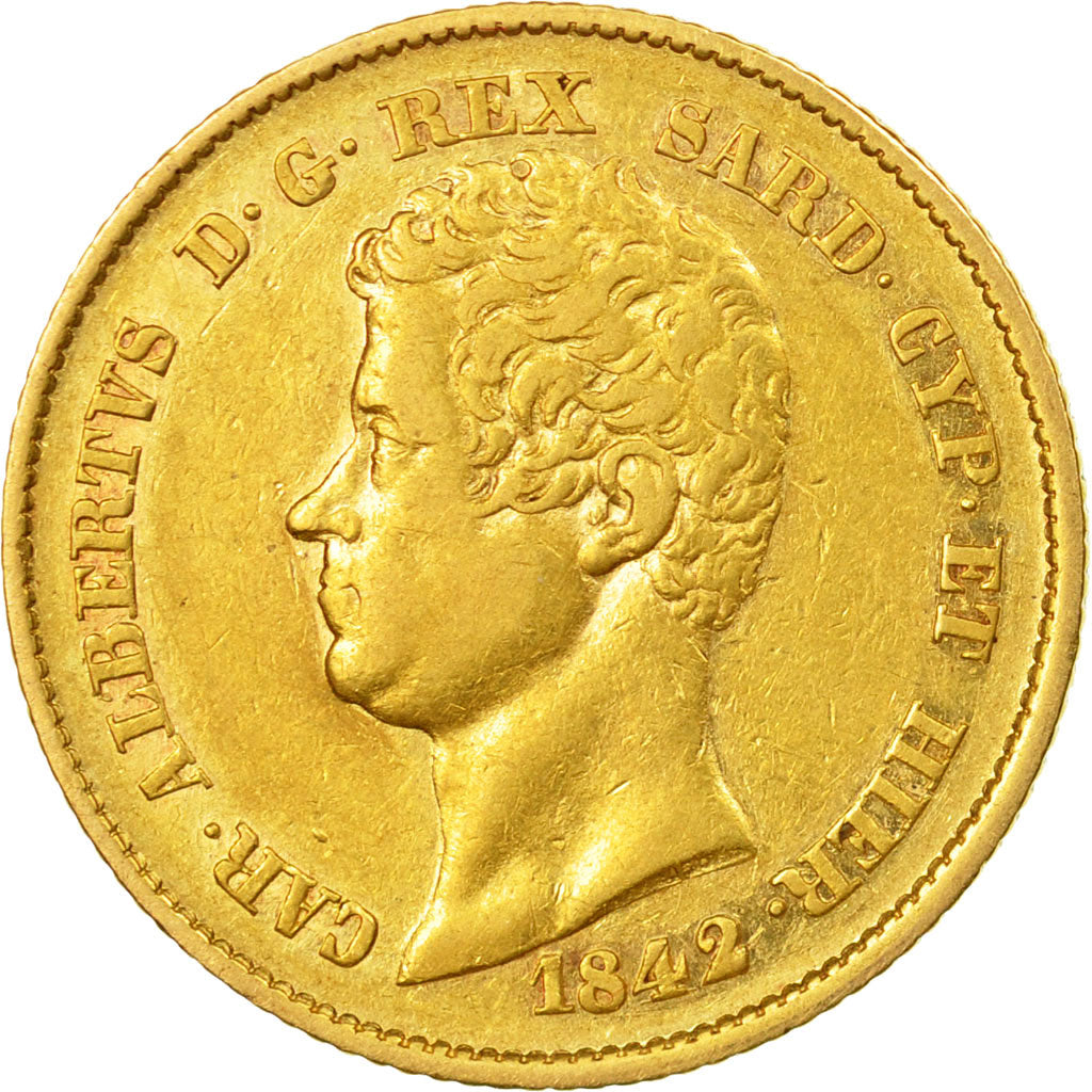 Moneta, STATI ITALIANI, SARDINIA, Carlo Alberto, 20 Lire, 1842, Genoa, BB+, Oro