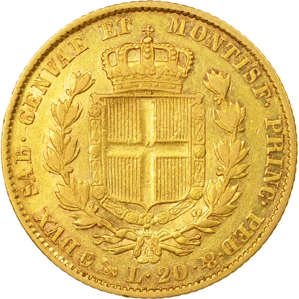 Moneta, STATI ITALIANI, SARDINIA, Carlo Alberto, 20 Lire, 1842, Genoa, BB+, Oro