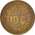 Moneta, Francja, 10 Centimes, 1922, AU(55-58), Mosiądz, Elie:10.8