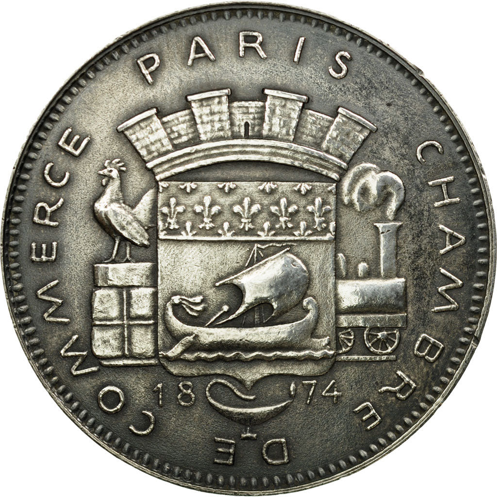 France, Medal, Chambre de commerce de Paris, 1874, AU(55-58), Silver