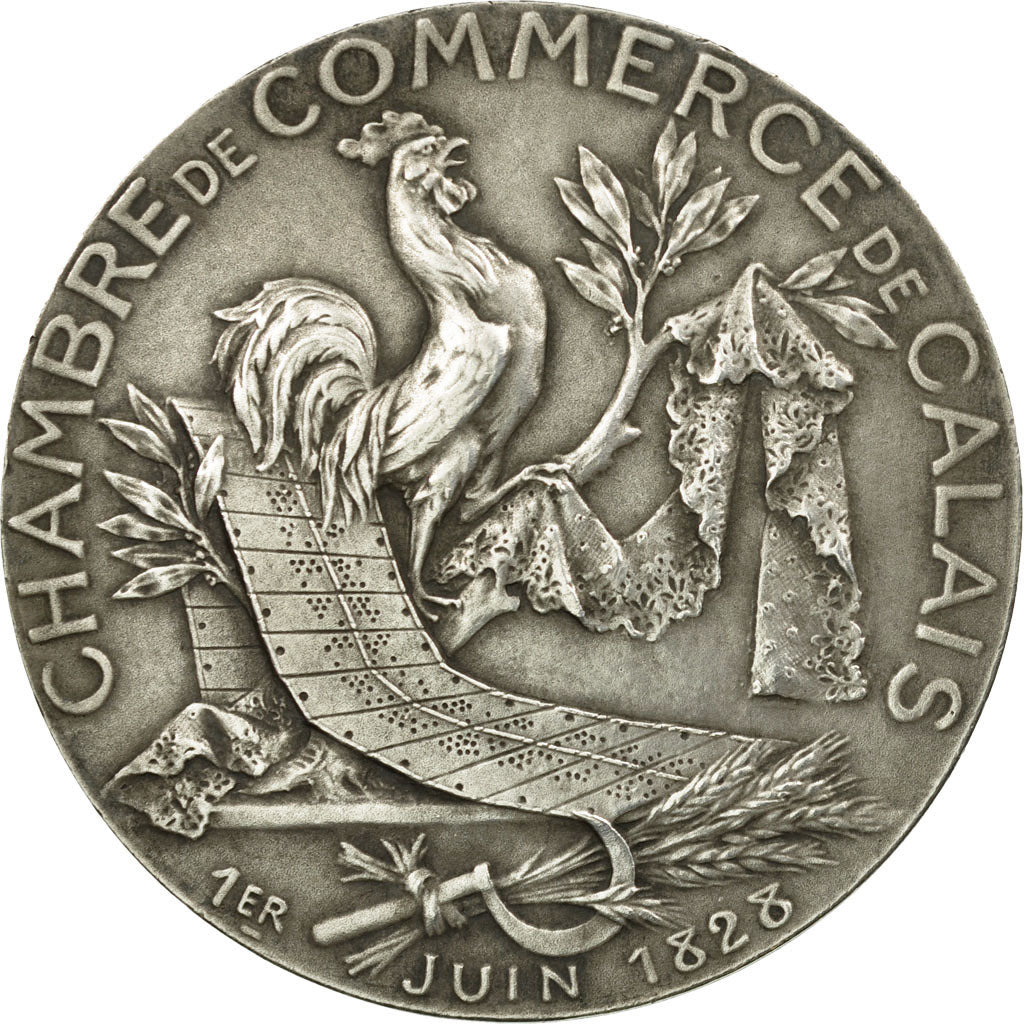 France, Medal, Chambre de Commerce de Calais, Bottée, MS(60-62), Silver
