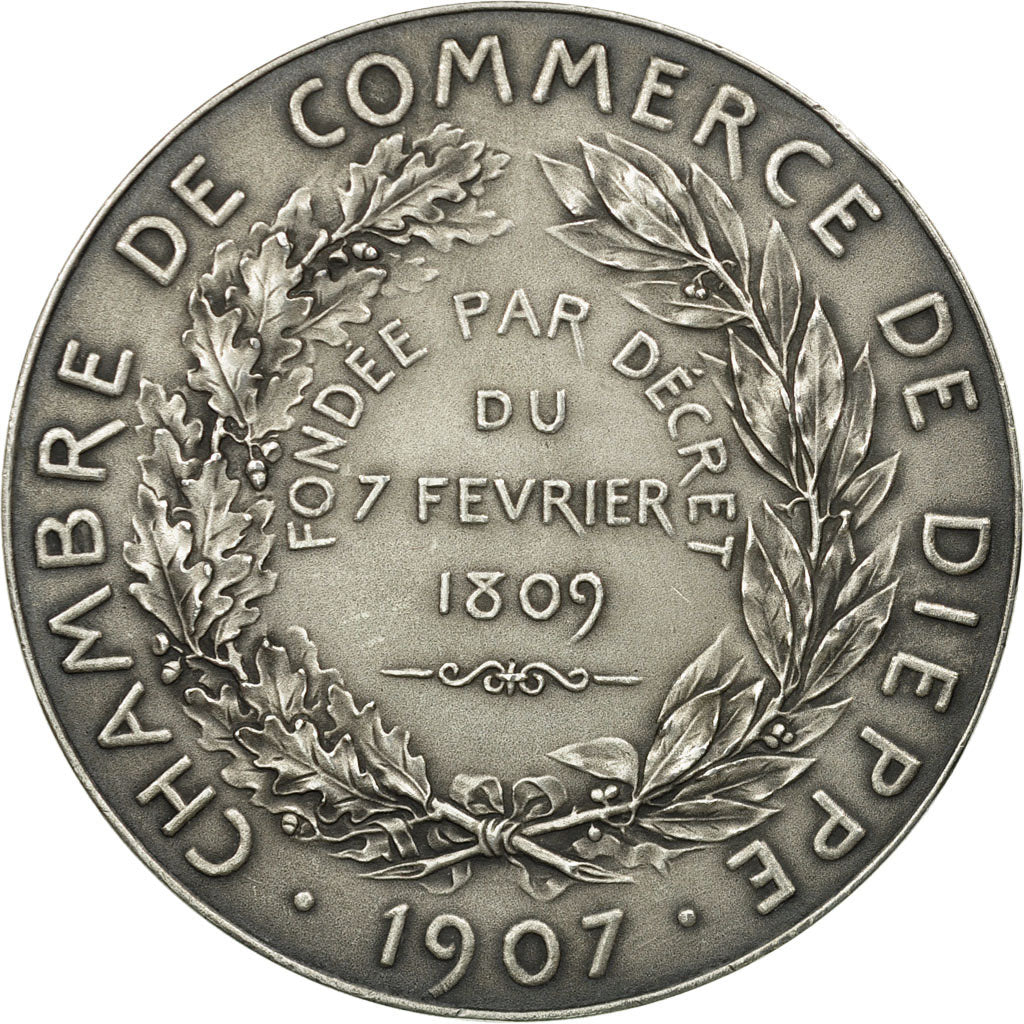 Francia, medaglia, Chambre de Commerce de Dieppe, 1907, Delpech, SPL-, Argento