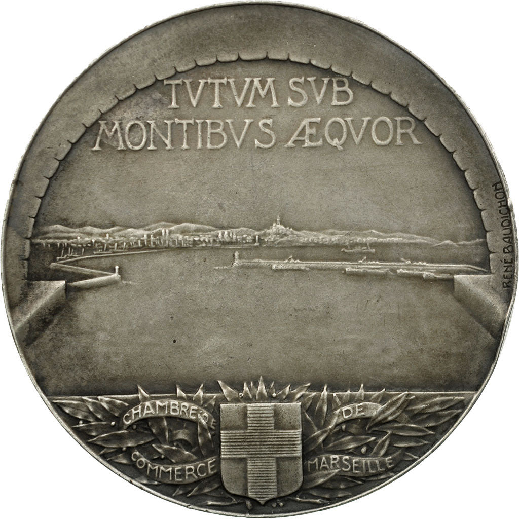 France, Medal, Chambre de Commerce de Marseille, 1927, Baudichon, AU(55-58)