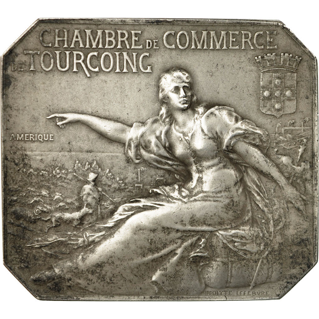 France, Medal, Chambre de Commerce de Tourcoing, Lefebvre, AU(55-58), Silver