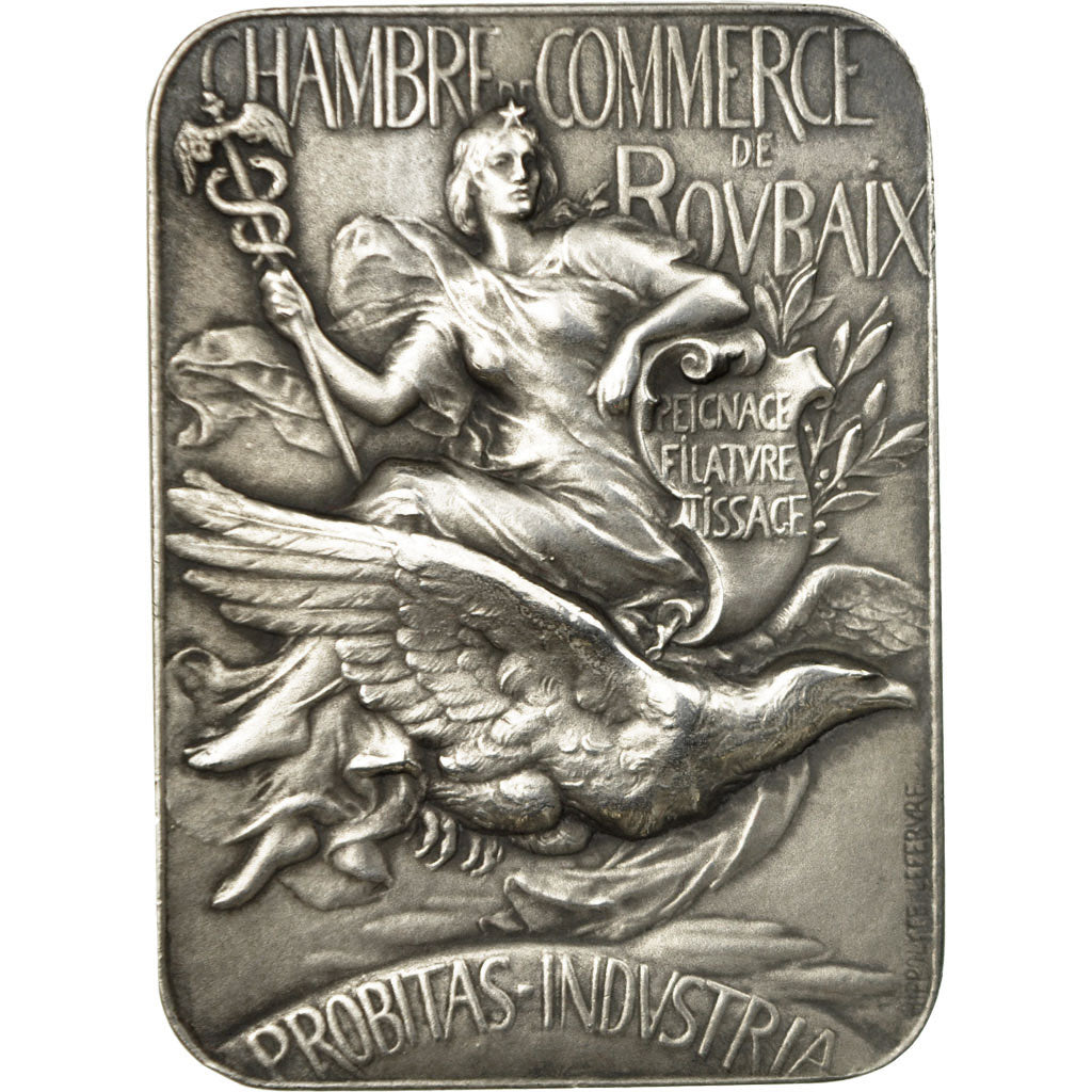 France, Medal, Chambre de Commerce de Roubaix, Lefebvre, AU(55-58), Silver