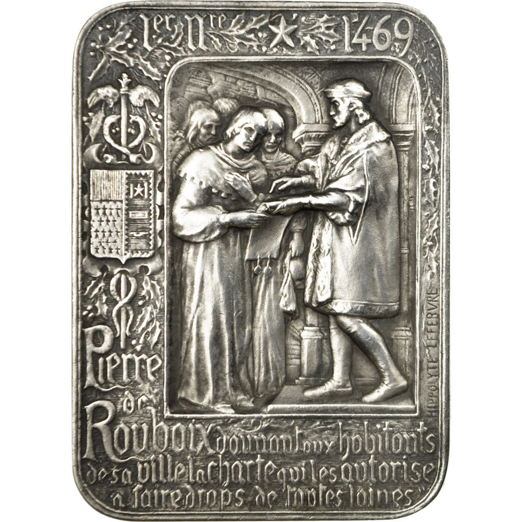 France, Medal, Chambre de Commerce de Roubaix, Lefebvre, AU(55-58), Silver