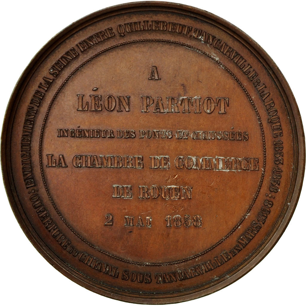 France, Médaille, Napoléon III, Endiguement de la Seine, 1858, Caqué, SUP