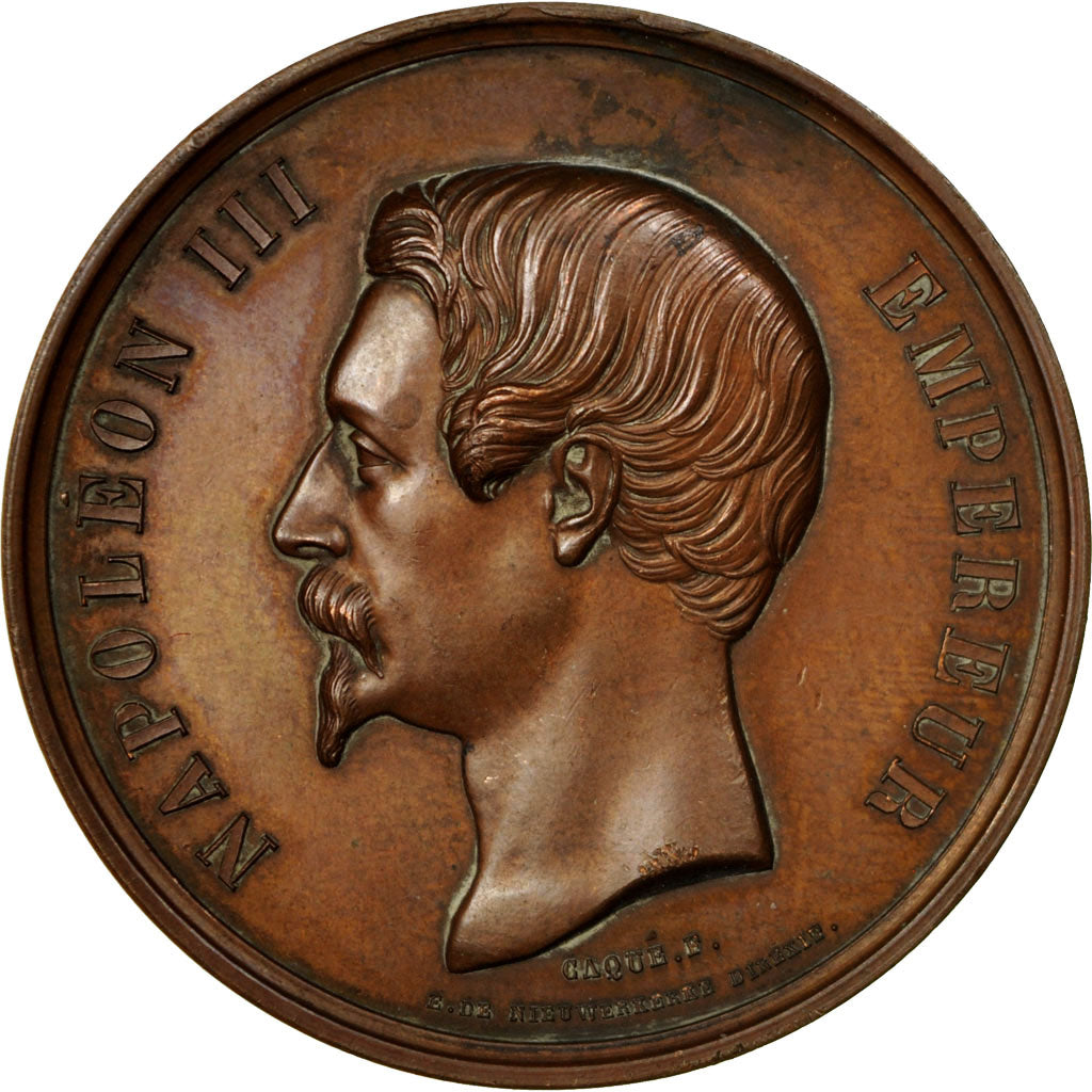 Francia, medaglia, Napoléon III, Endiguement de la Seine, 1858, Caqué, SPL-