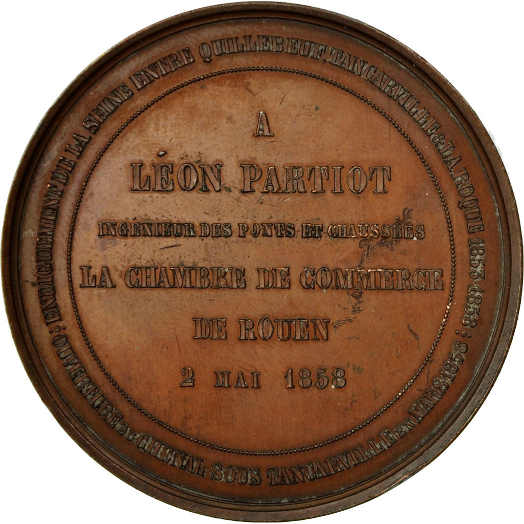 Francia, medaglia, Napoléon III, Endiguement de la Seine, 1858, Caqué, SPL-