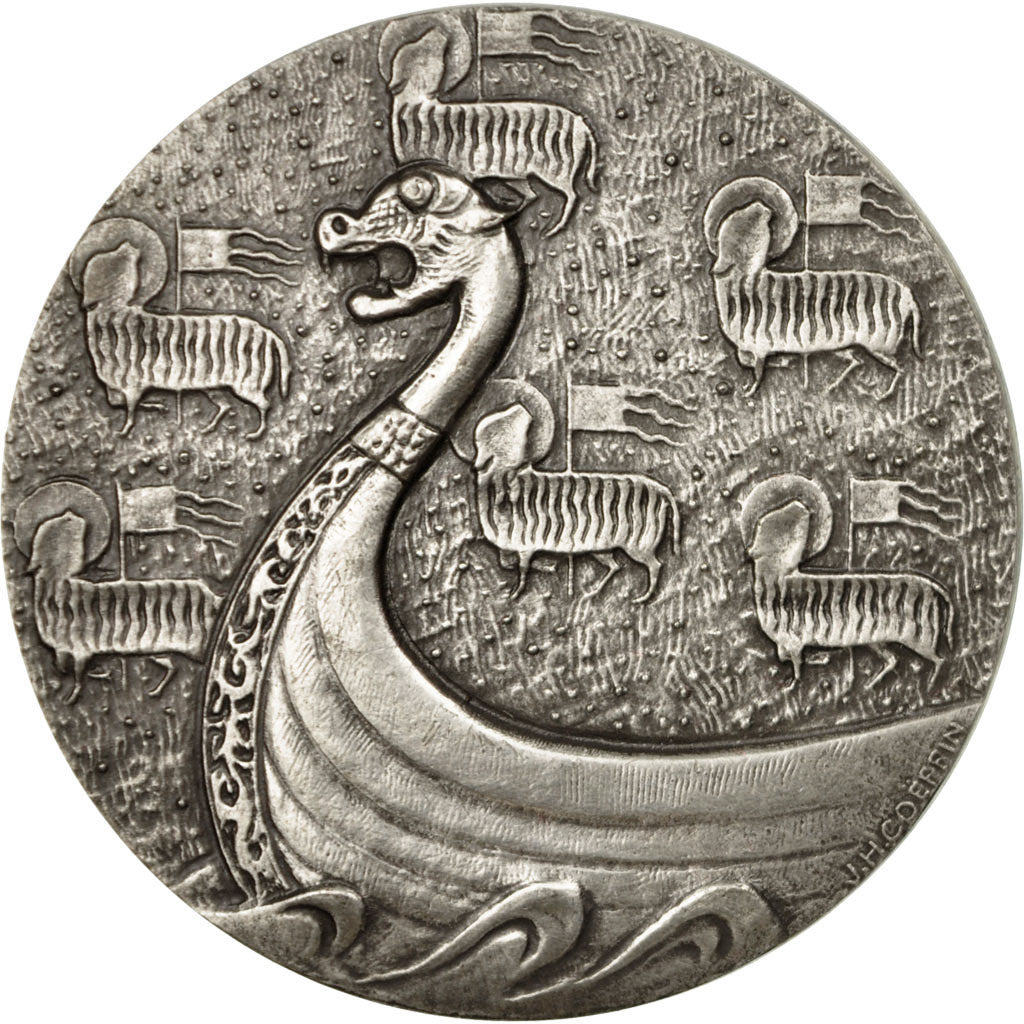 France, Medal, Chambre de Commerce de Rouen, Coeffin, MS(64), Silver