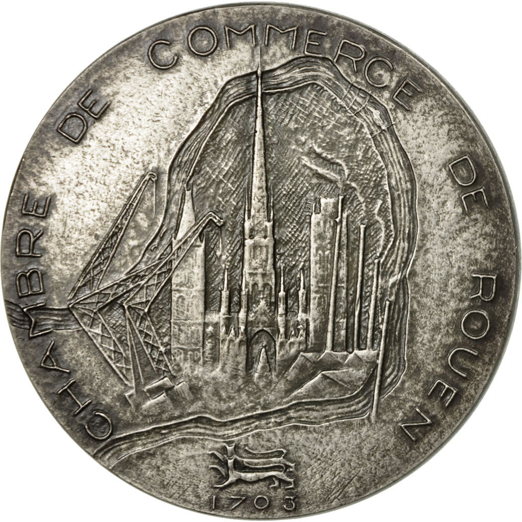France, Medal, Chambre de Commerce de Rouen, Coeffin, MS(64), Silver