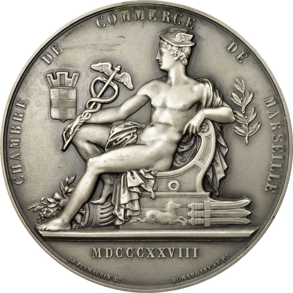 Francia, medaglia, Chambre de Commerce de Marseille, De Puymaurin, SPL, Argento