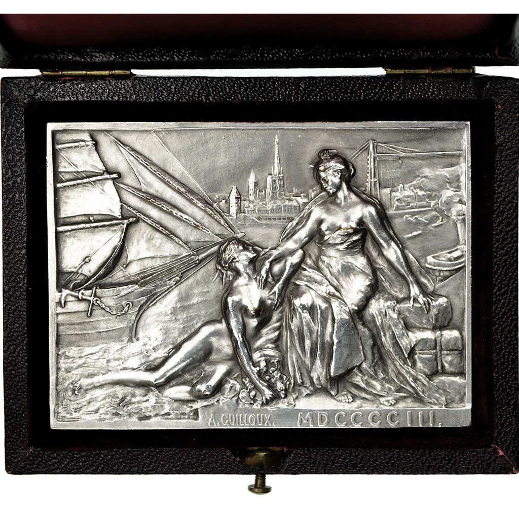 France, Plaquette, Chambre de Commerce de Rouen, 1903, Silvered bronze