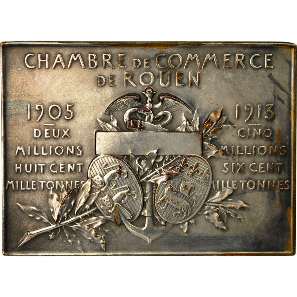 Francia, medalla, Chambre de Commerce de Rouen, 1913, Patriarche, MBC+, Bronce