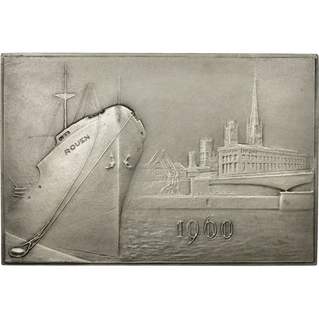 France, Médaille, Chambre de Commerce de Rouen, 1960, Coeffin, SPL, Argent