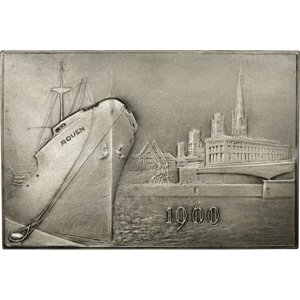 France, Medal, Chambre de Commerce de Rouen, 1960, Coeffin, MS(60-62), Silver