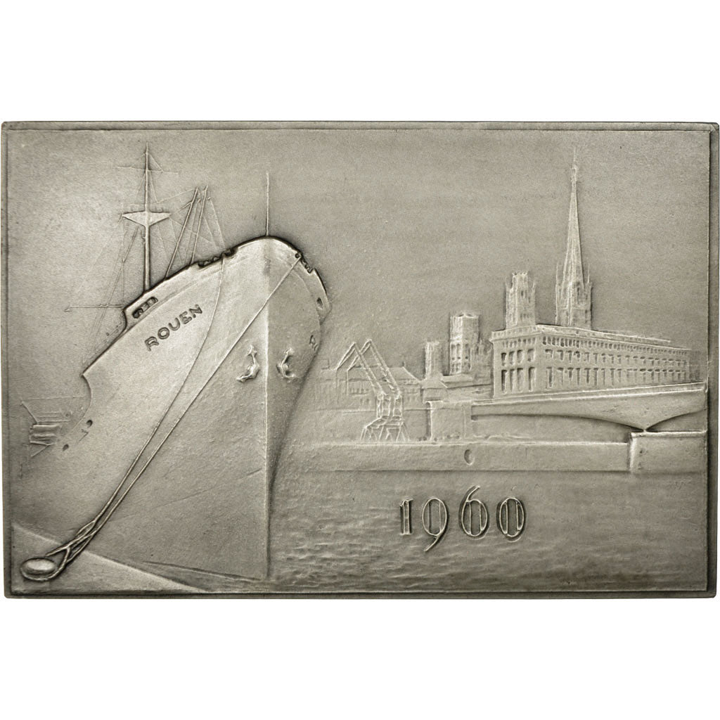 France, Medal, Chambre de Commerce de Rouen, 1960, Coeffin, MS(63), Silver